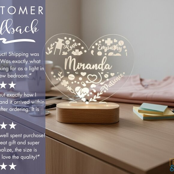 Nurse Personalized Night Light | Custom Medical Gift for Doctors & Surgeons - Picture 7 of 8